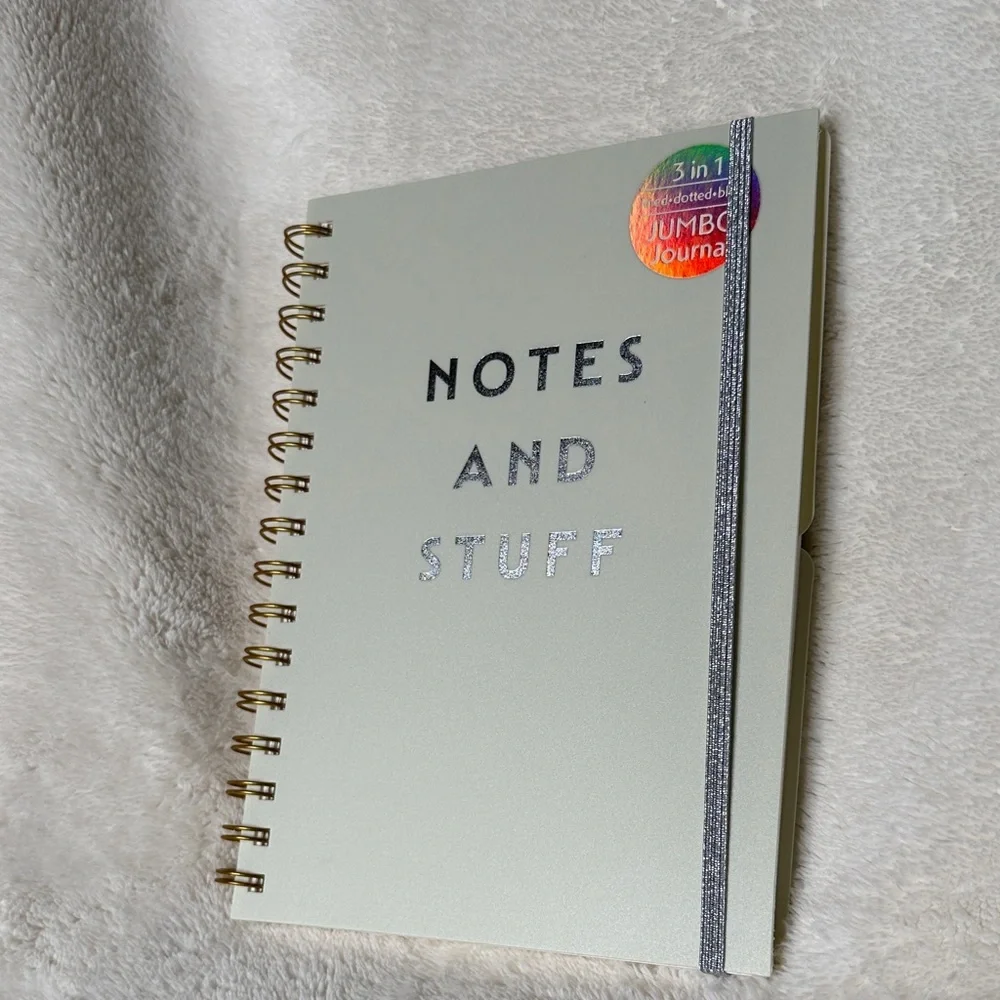Notes and Stuff Pastel Green & Gold Spiral Notebook Journal Doodle Sketch NWT
